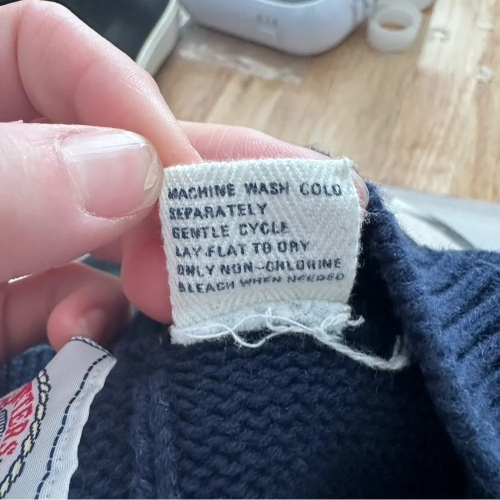 Cape island knitters navy blue nautical sweater